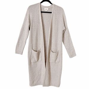 Bibi Women’s Oatmeal Oversized Relaxed Open Front Sweater Cardigan Size Small